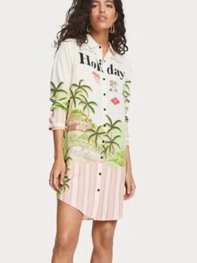 SCOTCH&SODA Maison Scotch Holiday Tropical Shirt Dress Size XS